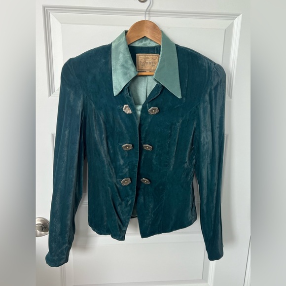 VINTAGE DOUBLE D RANCH Velvet Satin Blazer w/ Conchos SZ S - Picture 1 of 4